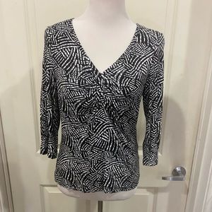Tribal 3/4 Sleeve Geometric Print Top